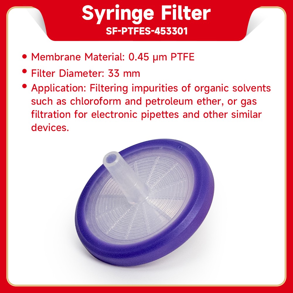 0.45μm PTFE  Sterile Syringe Filter 33mm Hydrophobic Individual Packed